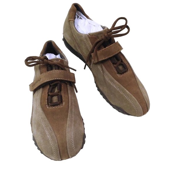 Stonefly Suede Leather Sneaker -38 LaceUp Strap Tread Two-Tone Brown Athleisure - Picture 3 of 10